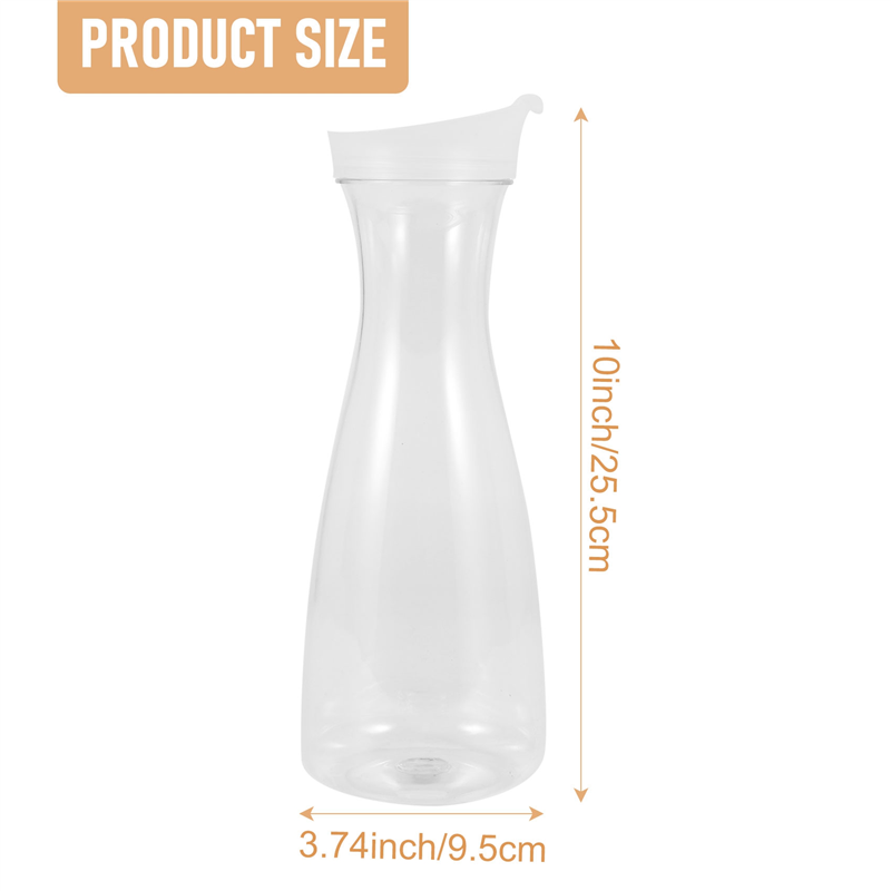 2Pcs Plastic Water Carafes White Flip Tab Lids Food Grade Recyclable Shatterproof Pitchers Juice Jar