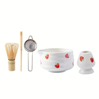 Thumbnail for Cute strawberry mouth matcha bowl and matcha whisk set