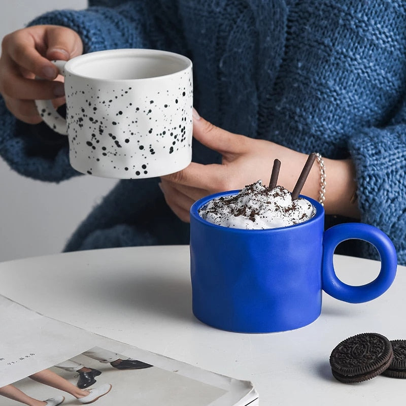 Creative Nordic Handmade Ceramic Coffee Mug with Ring Handle