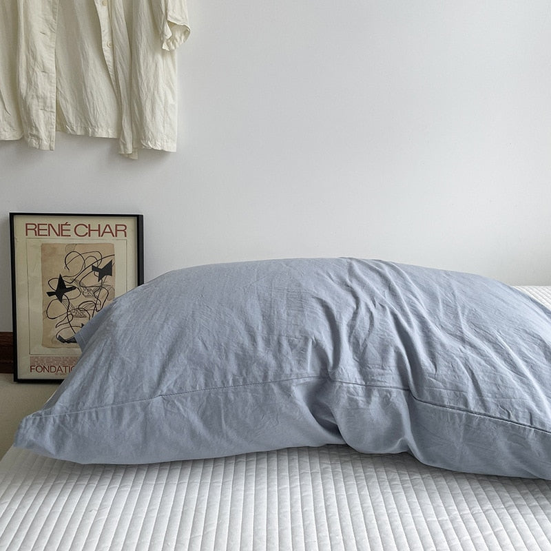 Solid Color Cotton Washed Pillowcase Set