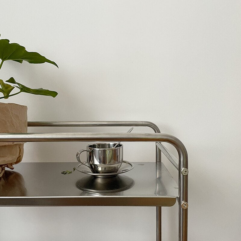 Modern Style Multi-layer Metal Shelf with Removable Pulley