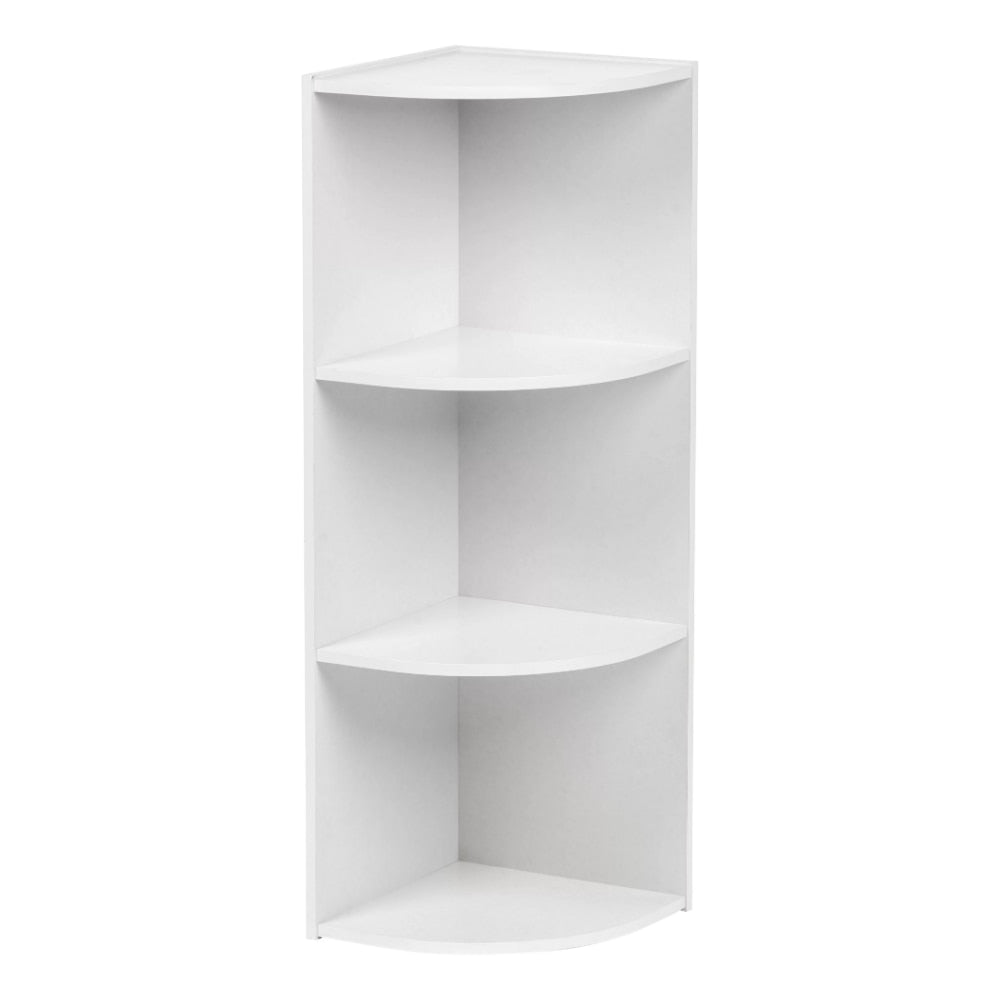 White 3-Tier-Corner Bookcase Storage Shelf