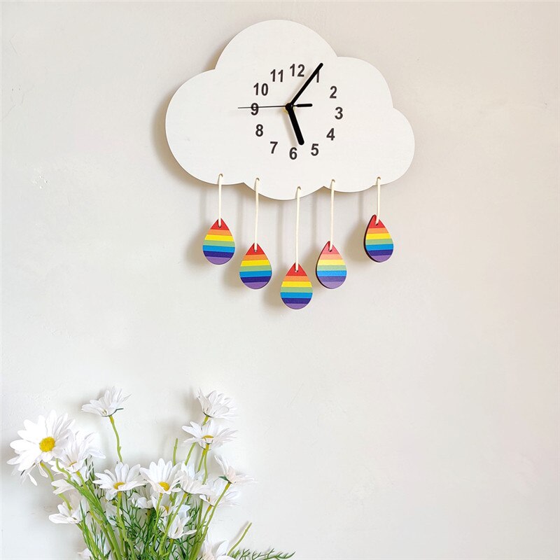 Ins Wooden Cloud Wall Clock