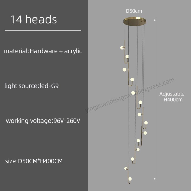 LED Pendant Lamp for Spiral Staircase Lighting