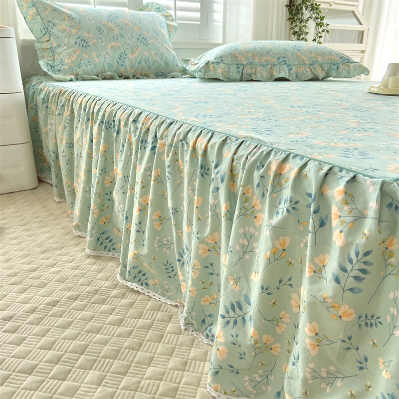 Ruffle Cotton Bed Skirt for Single Twin Double Queen Beds