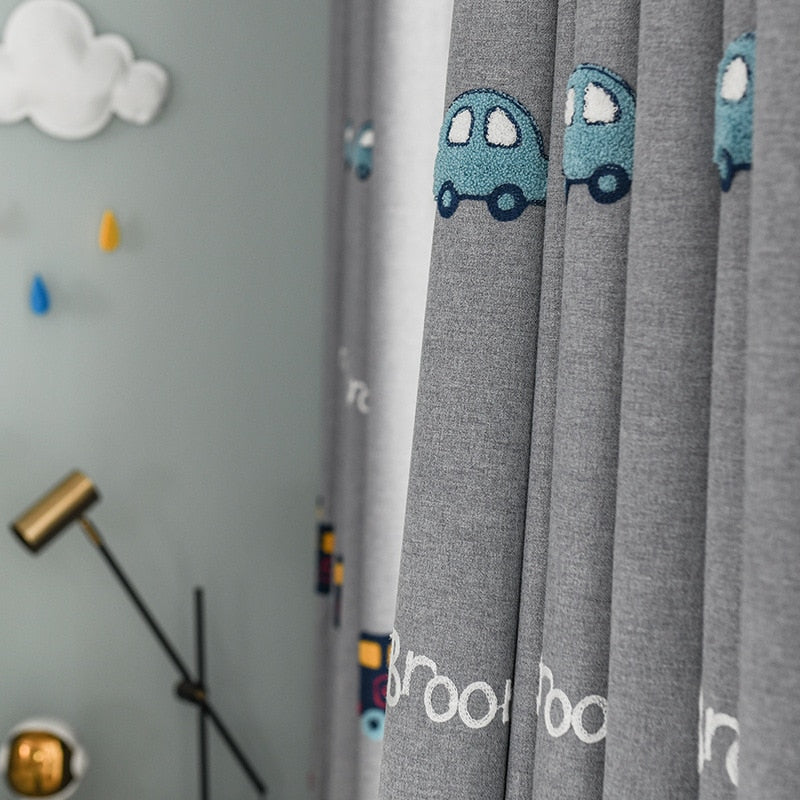 Embroidered Blackout Curtains for Kids Bedroom