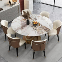 Thumbnail for Bright Rock Board Dining Table with Turntable