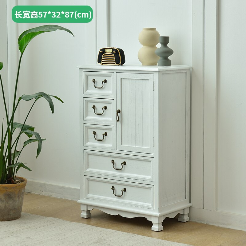 Old Solid Wood Retro Chest of Drawers for Bedroom Storage