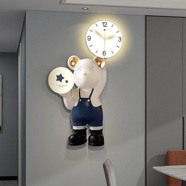 Modern Bear Creative Wall Clock Lamp