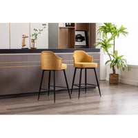 Thumbnail for Fabric Upholstered F 2 Counter Bar Stool with Matte Black Metal Legs