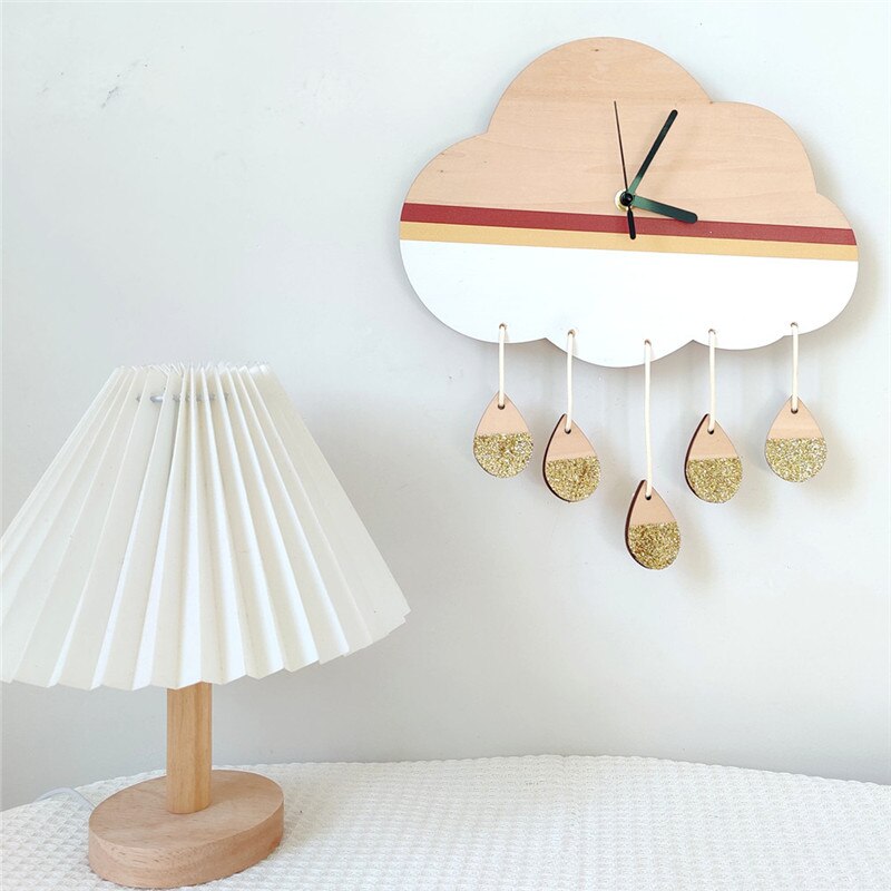 Ins Wooden Cloud Wall Clock
