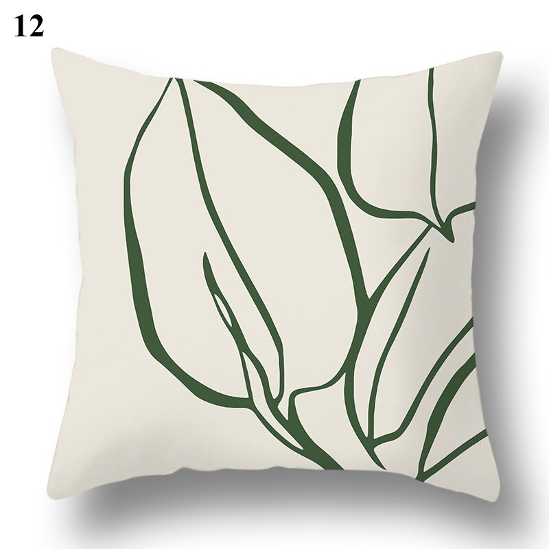 Geometric Green Leaf Pattern Decorative Pillowcase