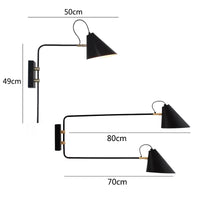 Thumbnail for Adjustable Black Swing Arm Wall Lamp for Dining, Living Room, and Bedroom with E27 Socket