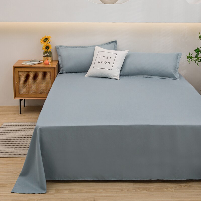 Solid Color Bed Sheets Set with Pillows Case