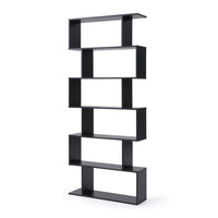 Thumbnail for Modern Black Staggered 6-Shelf Luke Bookcase