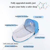 Thumbnail for Foldable Baby Nest Bassinet Portable Bed Multi-function with Mosquito Net