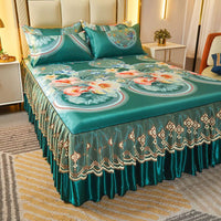Thumbnail for Royal Blue Bedding Set - Lace Bedspread with Elastic Band