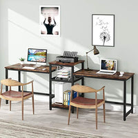 Thumbnail for Extra Long Two-Person Desk Workstation with Storage Shelves