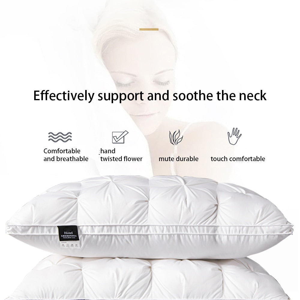 White Goose Down Pillow - 100% Cotton Bedding