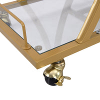 Thumbnail for Modern Gold Bar Cart With Wine Rack