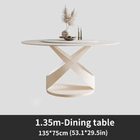 Thumbnail for White Round Kitchen Table with 360° Rotating Turntable