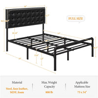 Thumbnail for Metal Platform Full Bed with Tufted Faux Leather Headboard