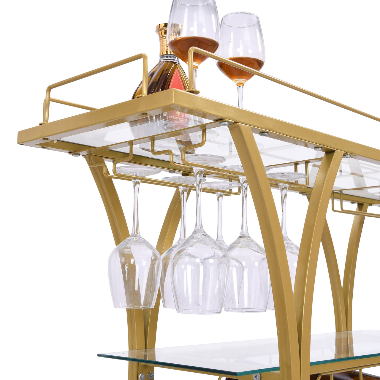 Modern Gold Bar Cart With Wine Rack