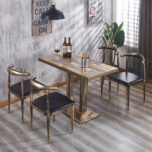Dining Table Set with Metal Legs