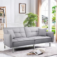 Thumbnail for Alden Gray Fabric Futon Sofa with Adjustable Backrest