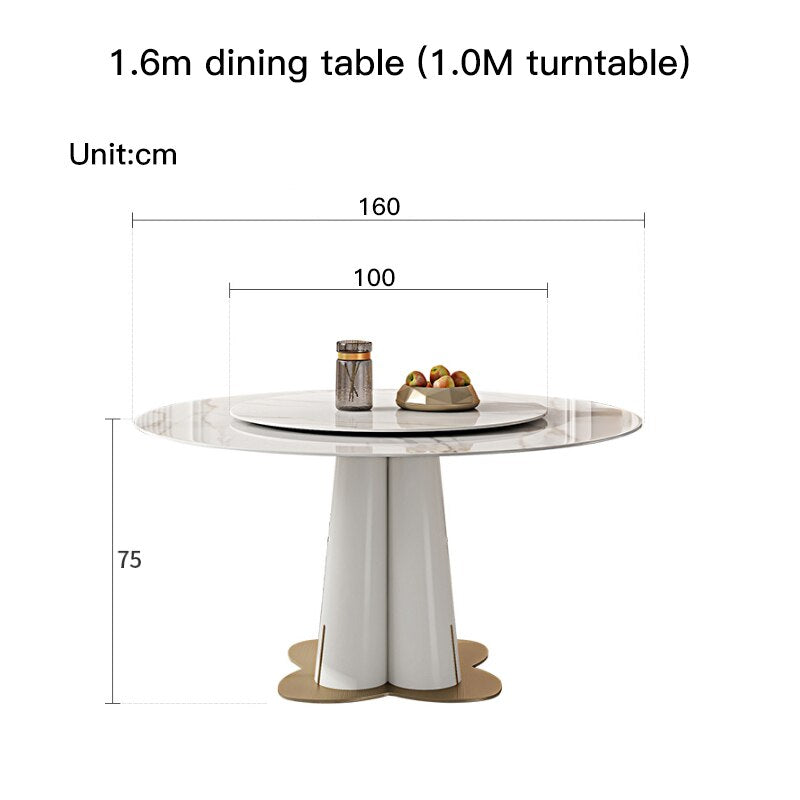 High-end Round Slate Dining Table Set