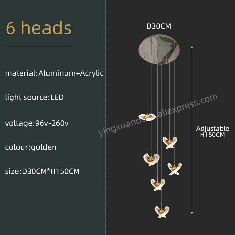 Acrylic Design LED Modern Gold Chandelier