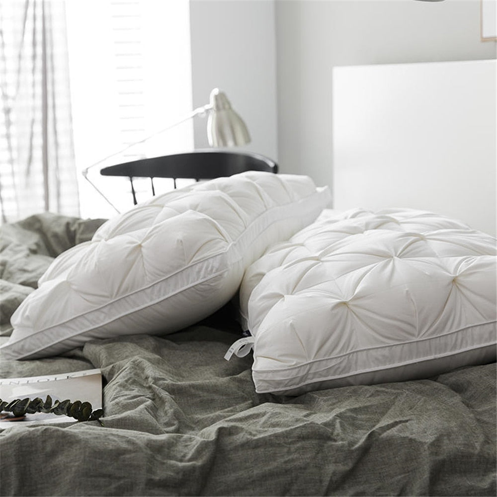 White Goose Down Pillow - 100% Cotton Bedding