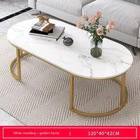 Thumbnail for White Nordic Coffee Table with Marble Storage