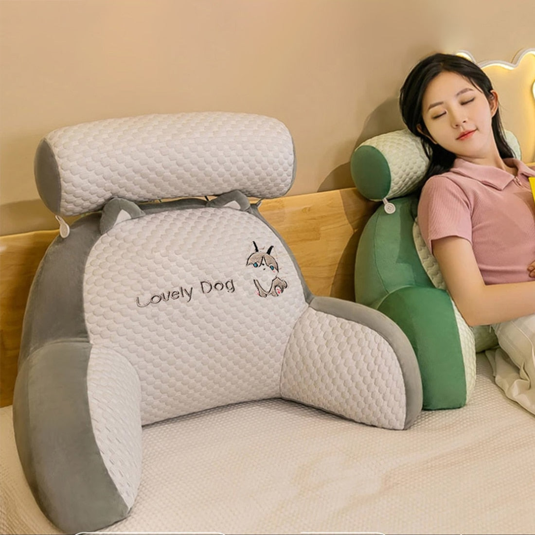 Triangular Solid Color Lumbar Support Pillow for Bedside