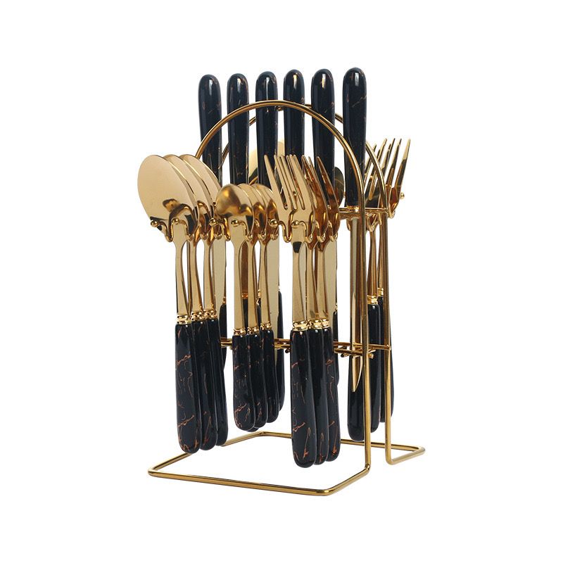 24pcs Ceramic Handle Stainless Steel Cutlery Set