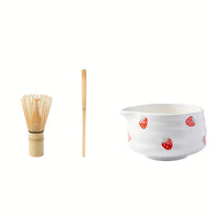 Thumbnail for Cute strawberry mouth matcha bowl and matcha whisk set