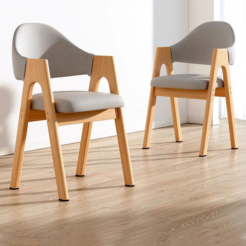 Mobile Designer Wood Arm Accent Dining Chairs