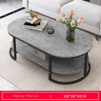 Thumbnail for White Nordic Coffee Table with Marble Storage
