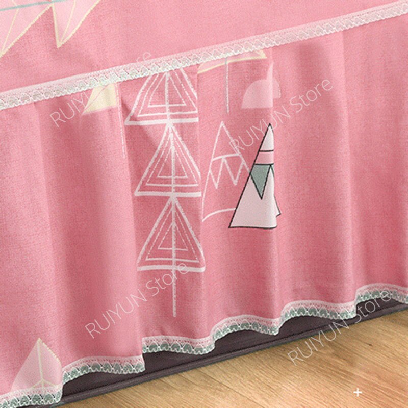 Thicken Bed Skirt with Lace Decor