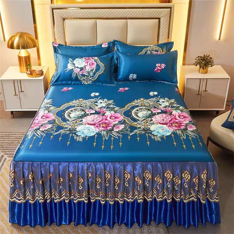 Bed Skirt Style Bedspread Lace Set