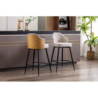 Thumbnail for Fabric Upholstered F 2 Counter Bar Stool with Matte Black Metal Legs