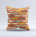 Vintage Dark Red Mustache Pattern ink-Fuzed Decorative Throw Pillow