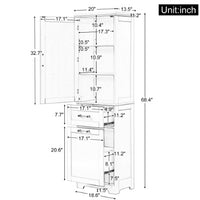 Thumbnail for Tall Freestanding Storage Cabinet With Two Different Size Drawers And Adjustable Shelf