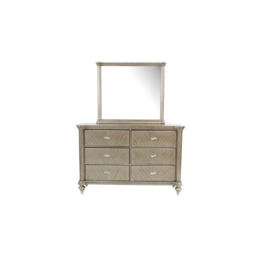 Luxury Antique Silver Champagne Finish Dresser W Mirror