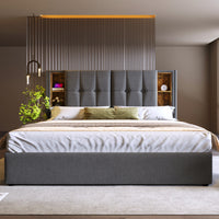 Thumbnail for Upholstered Double Bed With Wireless Charging