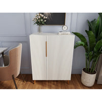 Thumbnail for Modern White Sideboard Cabinet With Gold Handles For Kitchen, Dining Room Furniture Organizer