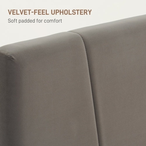 HOMCOM King Size Bed Frame, With Velvet-Feel Headboard