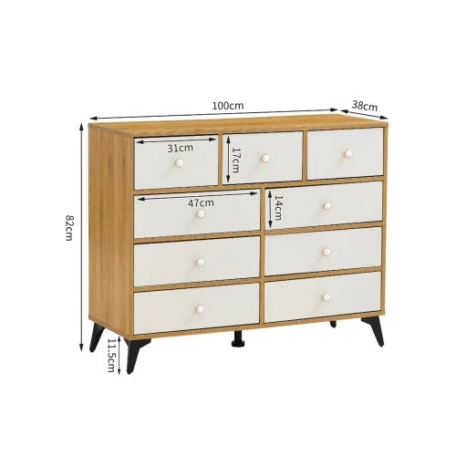 9 Drawers Dresser, WOOD COLOUR