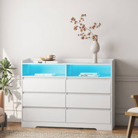 Thumbnail for 6 Drawer Dresser With LED Lights Modern Dressers Drawers With Sturdy Frame