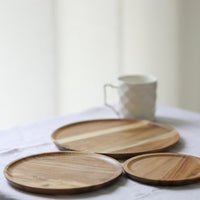 Thumbnail for Acacia Rubber Wood Round Dessert Plates - Casatrail.com